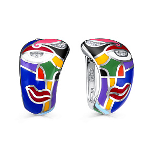 Серьги с английским замком из серебра с фианитами