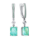 Серьги с английским замком из серебра с бриллиантами