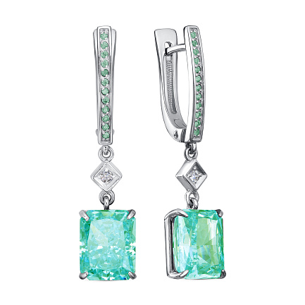 Серьги с английским замком из серебра с бриллиантами