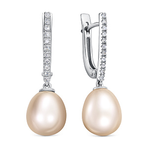 Серьги с английским замком из белого золота с бриллиантами