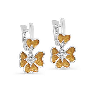 Серьги с английским замком из серебра с фианитом