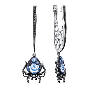 Серьги с английским замком из серебра с фианитом