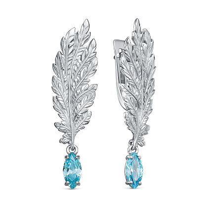 Серьги с английским замком из серебра с фианитом