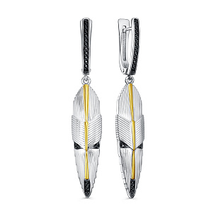 Серьги с английским замком из серебра с фианитом