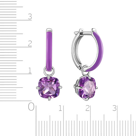 Серьги с английским замком из серебра с аметистом