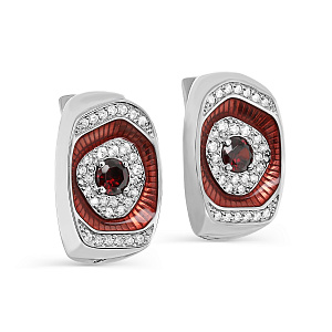 Серьги с английским замком из серебра с фианитами