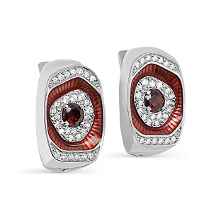 Серьги с английским замком из серебра с фианитом