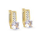 Серьги с английским замком из желтого золота с бриллиантами