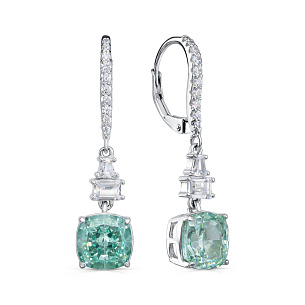 Серьги с английским замком из серебра с фианитом