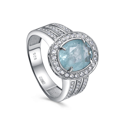 Кольцо из серебра с алпанитом, фианитами