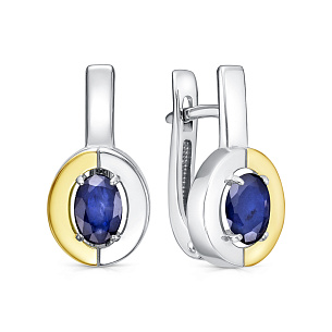 Серьги с английским замком из серебра с сапфиром