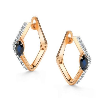 Серьги с английским замком из красного золота с бриллиантами