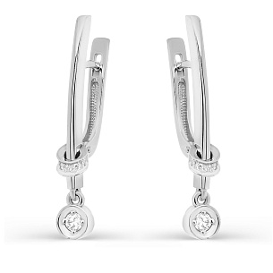 Серьги с английским замком из белого золота с бриллиантом