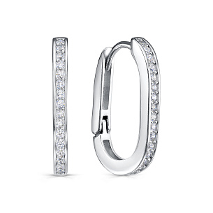 Серьги с английским замком из серебра с фианитом