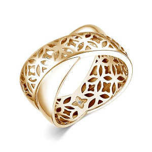 Кольцо из красного золота с бриллиантом