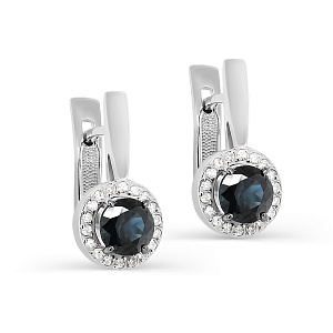 Серьги с английским замком из белого золота с бриллиантами