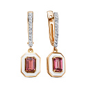 Серьги с английским замком из красного золота с бриллиантами