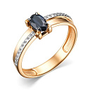 Кольцо из красного золота с бриллиантами, сапфиром