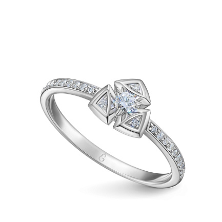 Кольцо из белого золота с бриллиантом