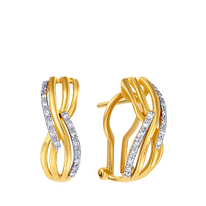 Серьги из желтого золота с бриллиантами