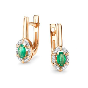 Серьги с английским замком из красного золота с бриллиантами