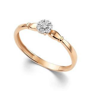 Кольцо из красного золота с бриллиантом