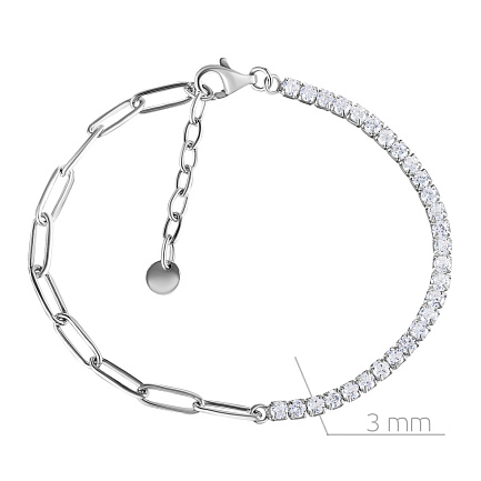 Браслет декоративный из серебра с фианитом