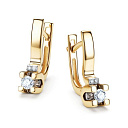 Серьги с английским замком из желтого золота с бриллиантами