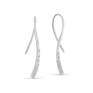 Серьги с английским замком из белого золота с бриллиантом