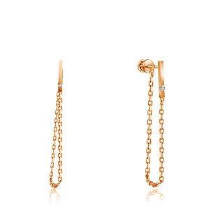 Пусеты из красного золота с бриллиантами