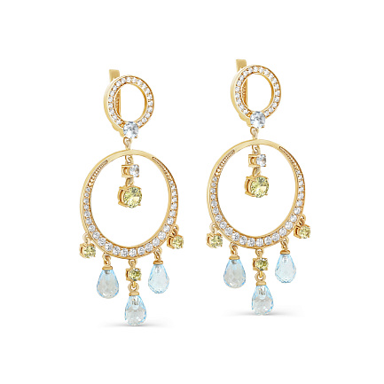 Серьги с английским замком из серебра с топазами