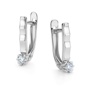 Серьги с английским замком из белого золота с бриллиантами