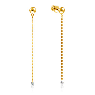 Пусеты из желтого золота с бриллиантами, плетение якорное