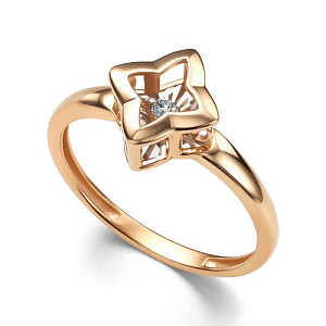 Кольцо из красного золота с бриллиантом