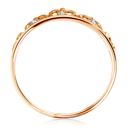 Кольцо из красного золота с фианитом