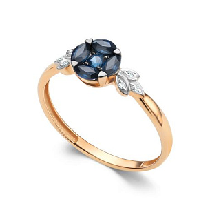 Кольцо из красного золота с бриллиантом