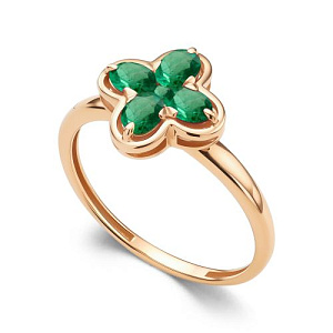 Кольцо из красного золота с изумрудами