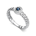 Кольцо из белого золота с бриллиантами, сапфиром