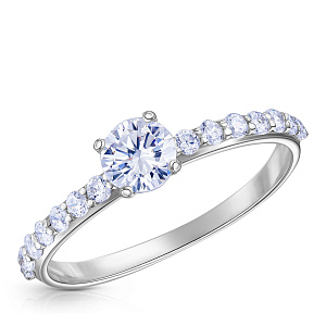 Кольцо из серебра с фианитом