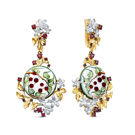 Серьги с английским замком из желтого золота с топазами