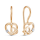 Серьги с французским замком из красного золота с фианитами