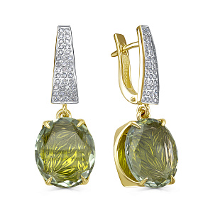 Серьги с английским замком из желтого золота с бриллиантами