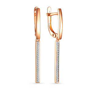 Серьги с английским замком из красного золота с бриллиантами