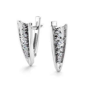 Серьги с английским замком из белого золота с бриллиантами