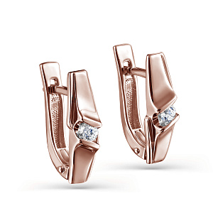 Серьги с английским замком из красного золота с бриллиантами