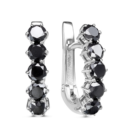 Серьги с английским замком из белого золота с бриллиантами