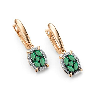 Серьги с английским замком из красного золота с бриллиантом