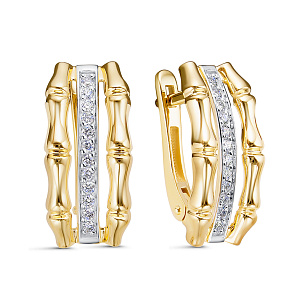 Серьги с английским замком из желтого золота с бриллиантом