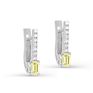 Серьги с английским замком из белого золота с сапфиром