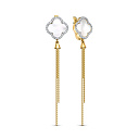 Серьги с английским замком из желтого золота с бриллиантами